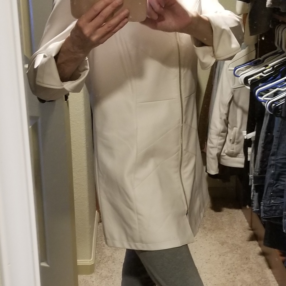 Washable Faux Leather Car Length Coat, EUC - Picture 6 of 11